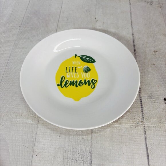 Old East Main WHEN LIFE GIVES YOU LEMONS White Ceramic Salad Plates Set Of 6 NEW - Picture 2 of 16